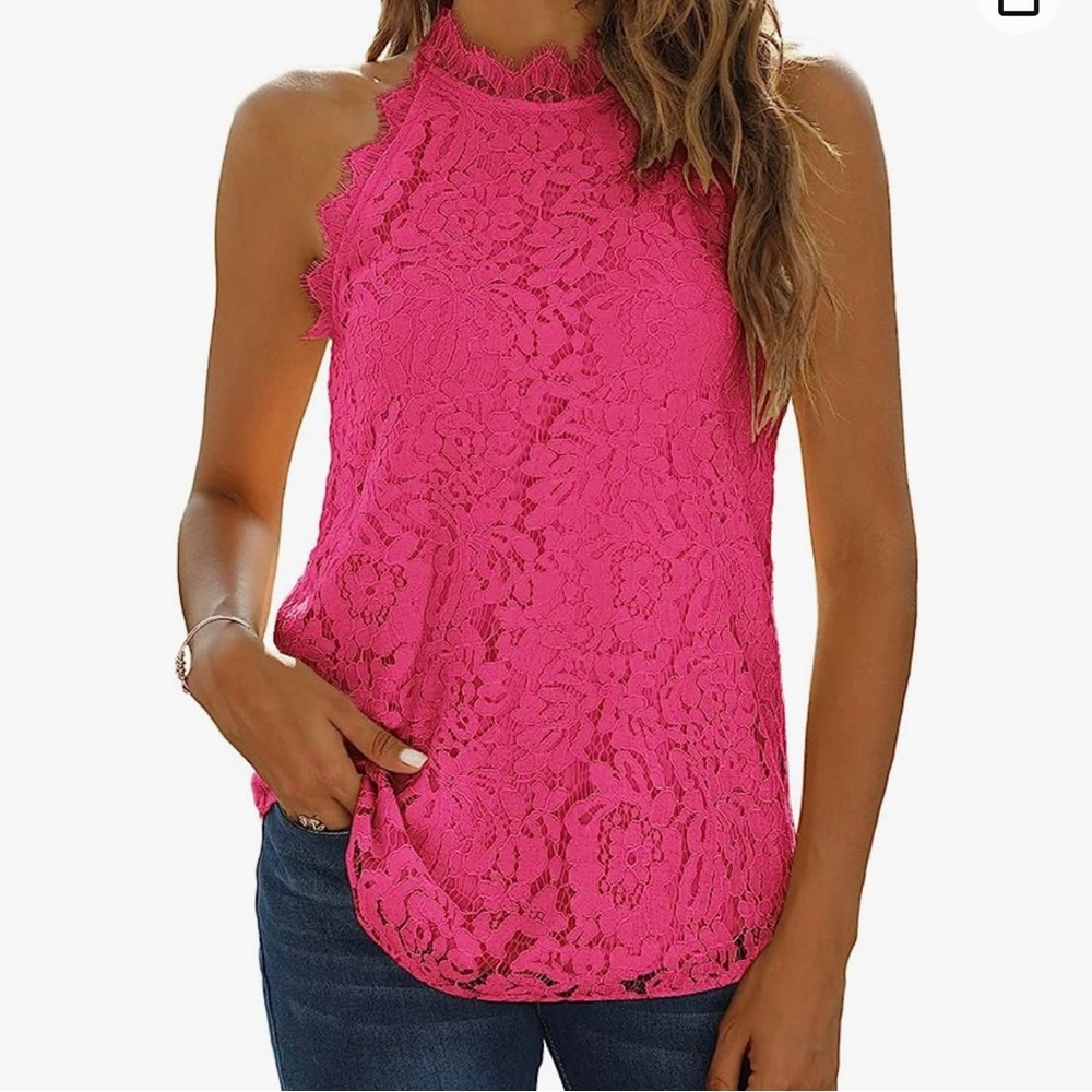 Barbie Pink Lace Halter Neck Tank